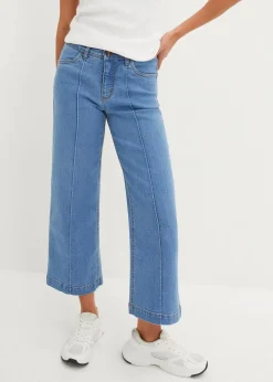 bonprix Bekleidung·Shirts & Tops|Jeans^Wide-Leg-Jeans, Mid Waist, cropped hellblau denim