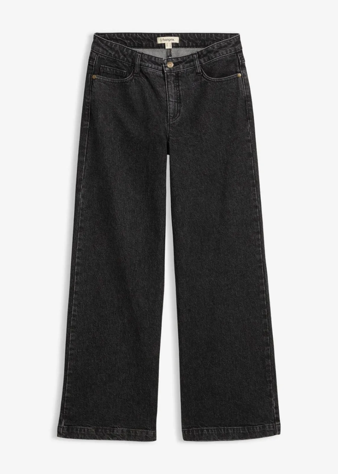 bonprix Jeans|Bekleidung·Shirts & Tops^Wide-Leg-Jeans, Mid Waist, Full Length dunkelgrau denim used