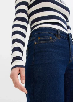 bonprix Bekleidung·Shirts & Tops|Jeans^Wide-Leg-Jeans, Mid Waist, Full Length tiefblau denim ungewaschen