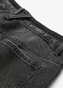 bonprix Jeans|Kurzgrößen^Wide-Leg-Jeans, Mid Waist, Low Stretch Full Length schwarz denim used