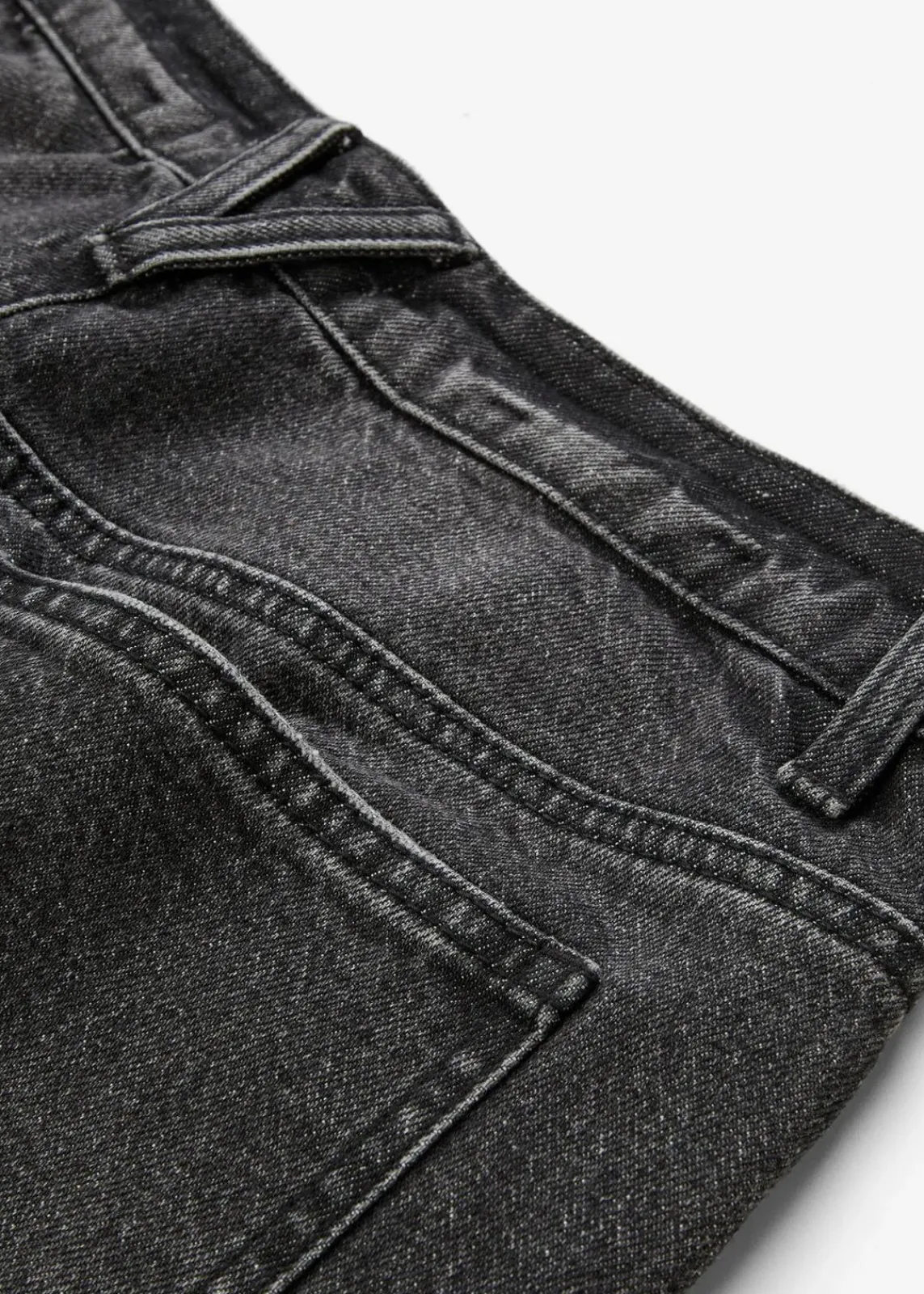 bonprix Jeans|Kurzgrößen^Wide-Leg-Jeans, Mid Waist, Low Stretch Full Length schwarz denim used