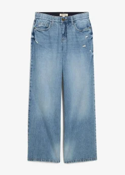 bonprix Jeans|Kurzgrößen^Wide-Leg-Jeans Mid Waist, Low Stretch hellblau denim used