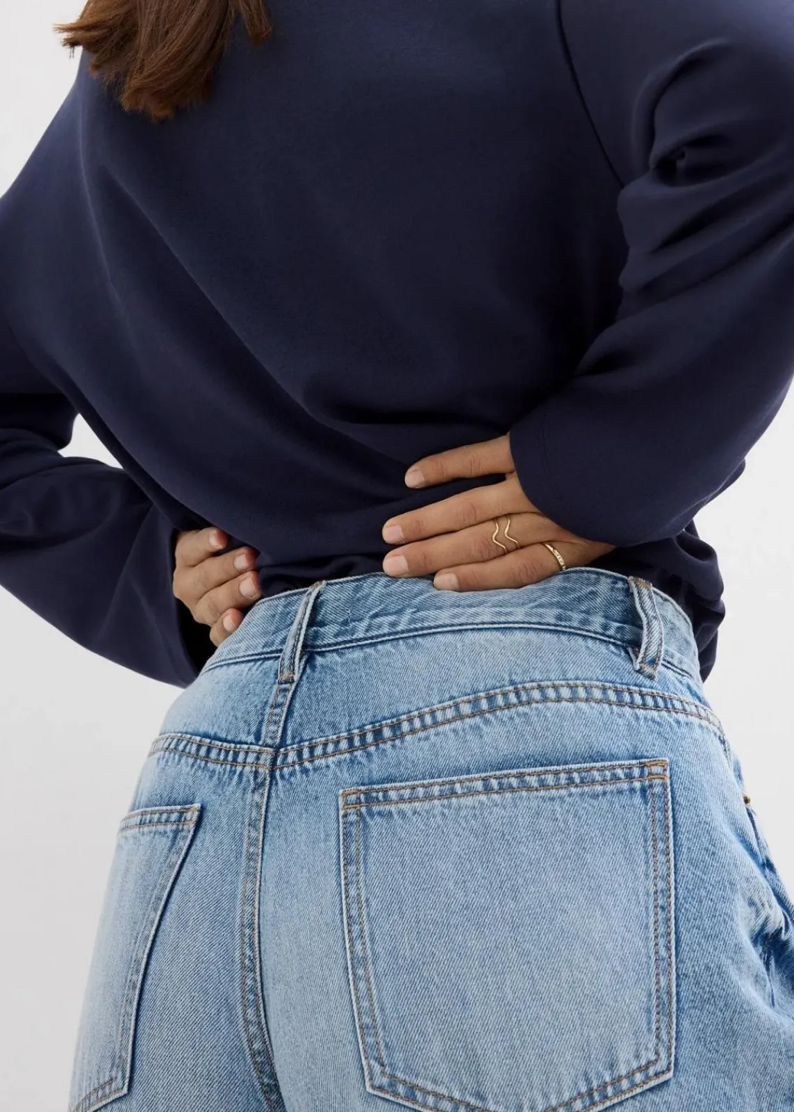 bonprix Jeans|Kurzgrößen^Wide-Leg-Jeans Mid Waist, Low Stretch hellblau denim used