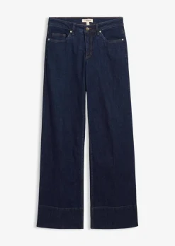 bonprix Jeans|Kurzgrößen^Wide-Leg-Jeans Mid Waist mit Bio Baumwolle tiefblau denim ungewaschen