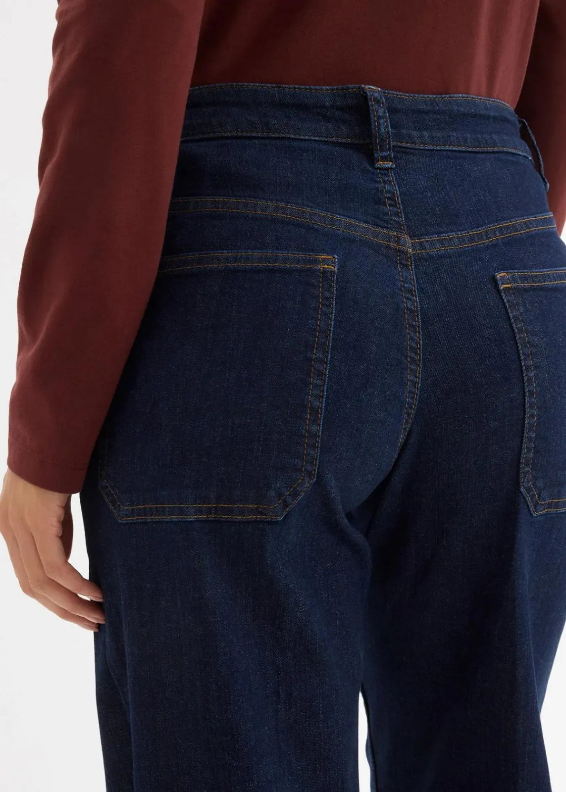 bonprix Kurzgrößen|Bekleidung·Shirts & Tops^Wide-Leg-Jeans Mid Waist mit Bio Baumwolle tiefblau denim ungewaschen