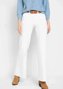 bonprix Jeans|Bekleidung·Shirts & Tops^Wide-Leg-Jeans, Mid Waist, Stretch weiß denim