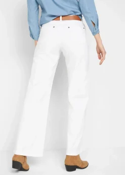 bonprix Jeans|Bekleidung·Shirts & Tops^Wide-Leg-Jeans, Mid Waist, Stretch weiß denim