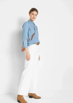 bonprix Jeans|Bekleidung·Shirts & Tops^Wide-Leg-Jeans, Mid Waist, Stretch weiß denim