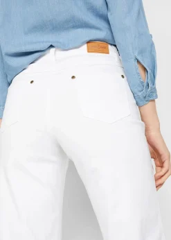 bonprix Jeans|Bekleidung·Shirts & Tops^Wide-Leg-Jeans, Mid Waist, Stretch weiß denim