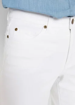 bonprix Jeans|Bekleidung·Shirts & Tops^Wide-Leg-Jeans, Mid Waist, Stretch weiß denim