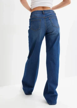 bonprix Kurzgrößen|Bekleidung·Shirts & Tops^Wide-Leg-Jeans, Mid Waist, Stretch blau denim