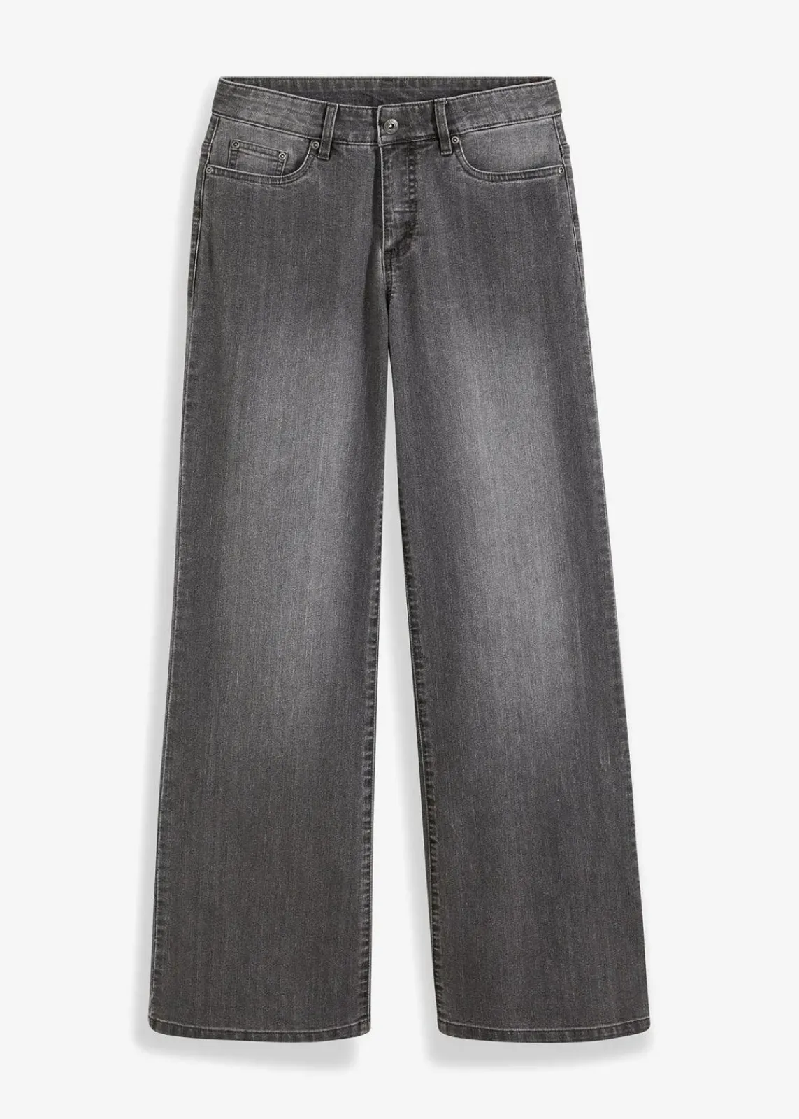 bonprix Jeans|Kurzgrößen^Wide-Leg-Jeans, Mid Waist, Stretch grau denim
