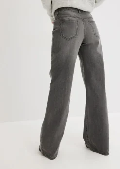 bonprix Jeans|Kurzgrößen^Wide-Leg-Jeans, Mid Waist, Stretch grau denim