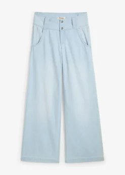 bonprix Bekleidung·Shirts & Tops|Jeans^Wide-Leg-Jeans Mid Waist, Super Soft eisblau denim used
