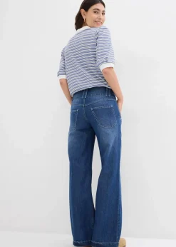 bonprix Jeans|Bekleidung·Shirts & Tops^Wide-Leg-Jeans Mid Waist, Super Soft blau denim used