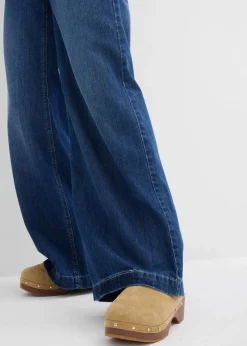 bonprix Jeans|Bekleidung·Shirts & Tops^Wide-Leg-Jeans Mid Waist, Super Soft blau denim used