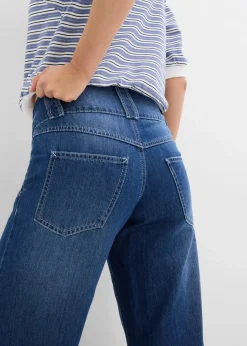 bonprix Jeans|Bekleidung·Shirts & Tops^Wide-Leg-Jeans Mid Waist, Super Soft blau denim used