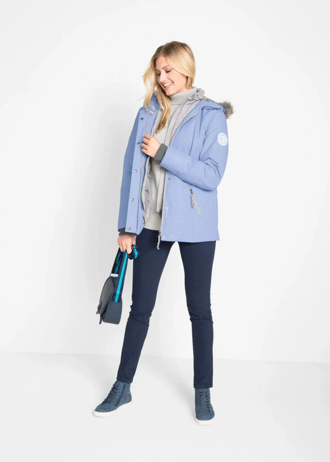 bonprix Jacken & Mäntel|Bekleidung·Hosen^Winterjacke in 2-in1 Optik perlblau