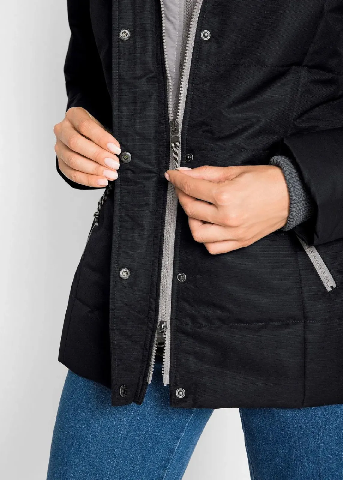 bonprix Bekleidung·Hosen|Jacken & Mäntel^Winterjacke in 2-in1 Optik schwarz