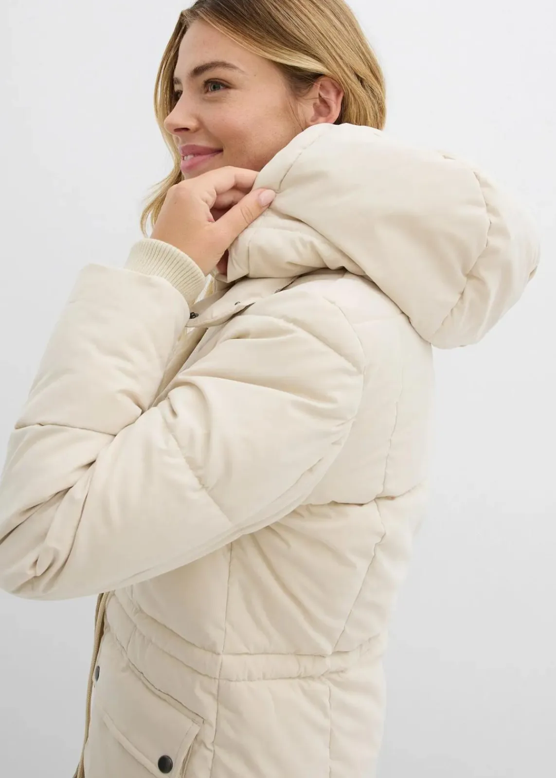 bonprix Bekleidung·Hosen|Jacken & Mäntel^Winterjacke mit verstellbarem Taillenbündchen hellsand
