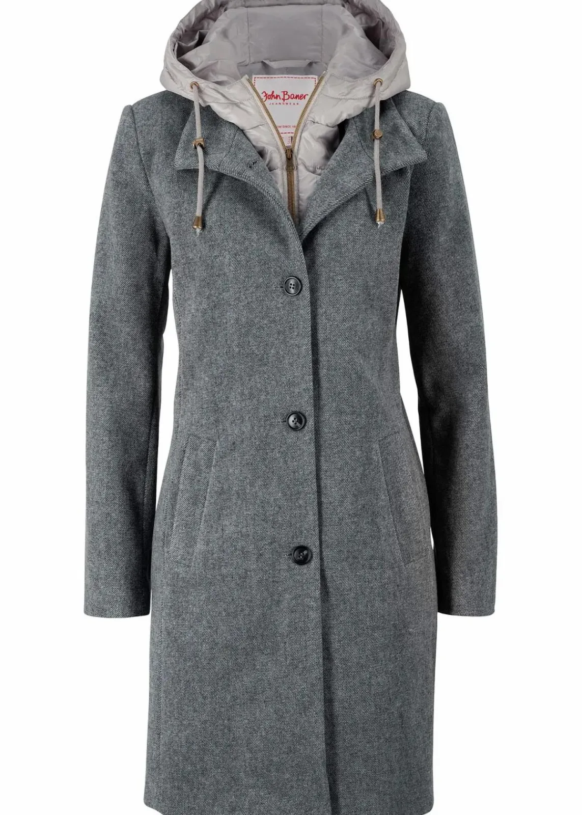 bonprix Bekleidung·Hosen|Jacken & Mäntel^Winter-Kurzmantel in Wolloptik, 2in1 Optik anthrazit