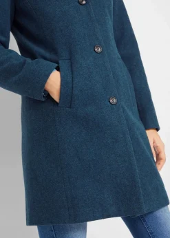 bonprix Jacken & Mäntel|Bekleidung·Hosen^Winter-Kurzmantel in Wolloptik, 2in1 Optik dunkelblau
