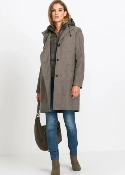 bonprix Jacken & Mäntel|Bekleidung·Hosen^Winter-Kurzmantel in Wolloptik, 2in1 Optik schilfbeige