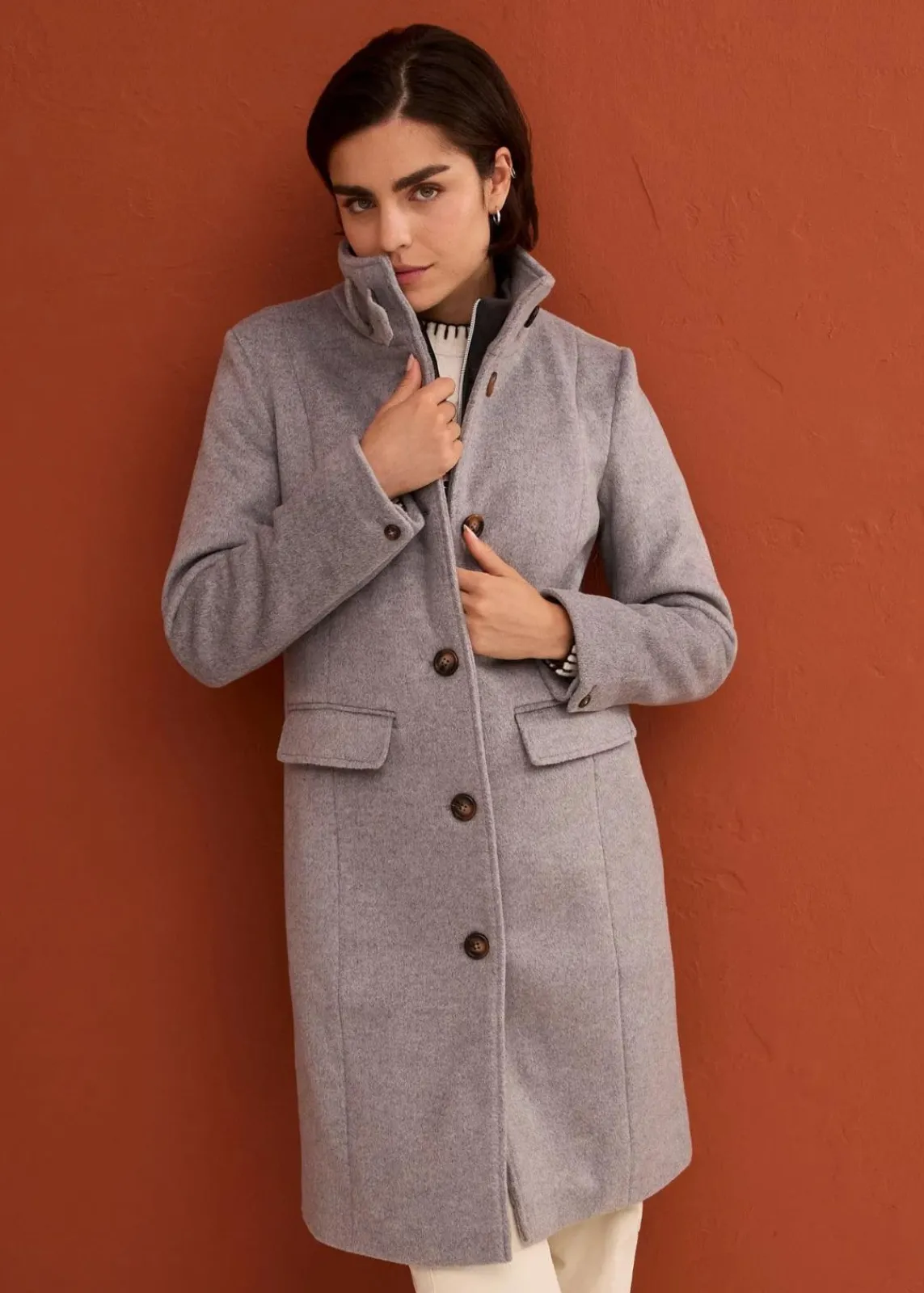 bonprix Bekleidung·Hosen|Jacken & Mäntel^Wintermantel, 2in1 Optik grau meliert