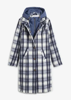 bonprix Bekleidung·Hosen|Jacken & Mäntel^Winter-Mantel, 2in1 Optik indigo/grau kariert