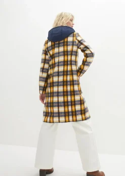 bonprix Jacken & Mäntel|Bekleidung·Hosen^Winter-Mantel, 2in1 Optik dunkelblau/honig kariert