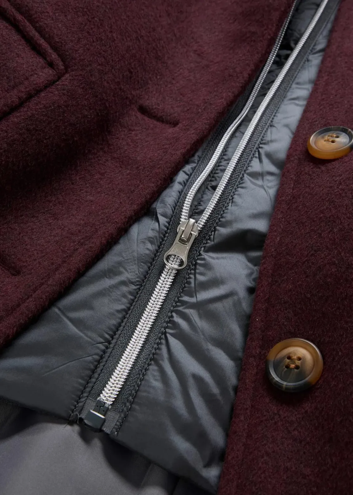 bonprix Jacken & Mäntel|Bekleidung·Hosen^Wintermantel, 2in1 Optik dunkelbeere meliert