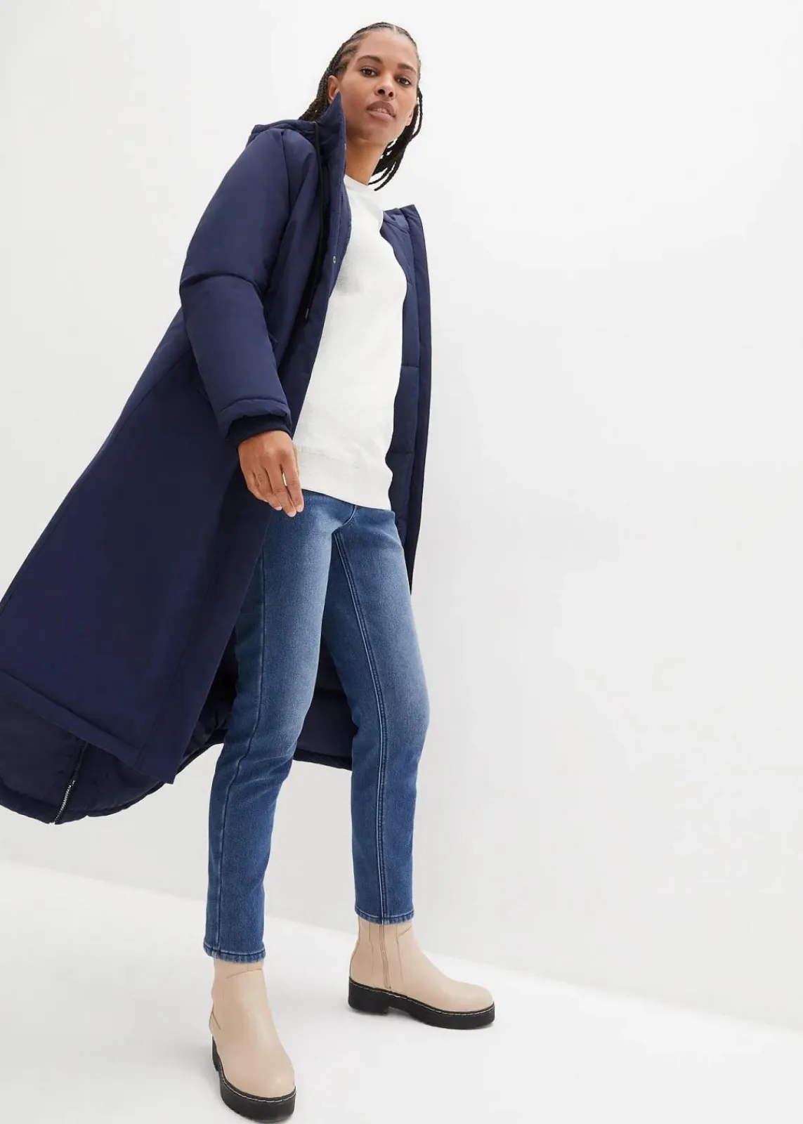 bonprix Jacken & Mäntel|Bekleidung·Hosen^Wintermantel mit Innensteppung dunkelblau