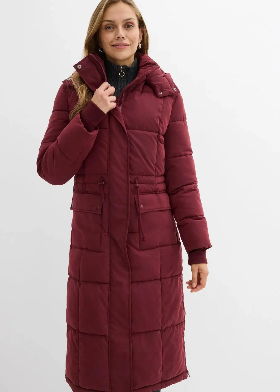 bonprix Jacken & Mäntel|Bekleidung·Hosen^Wintermantel mit seitlichen Reißverschlüssen dunkelbeere