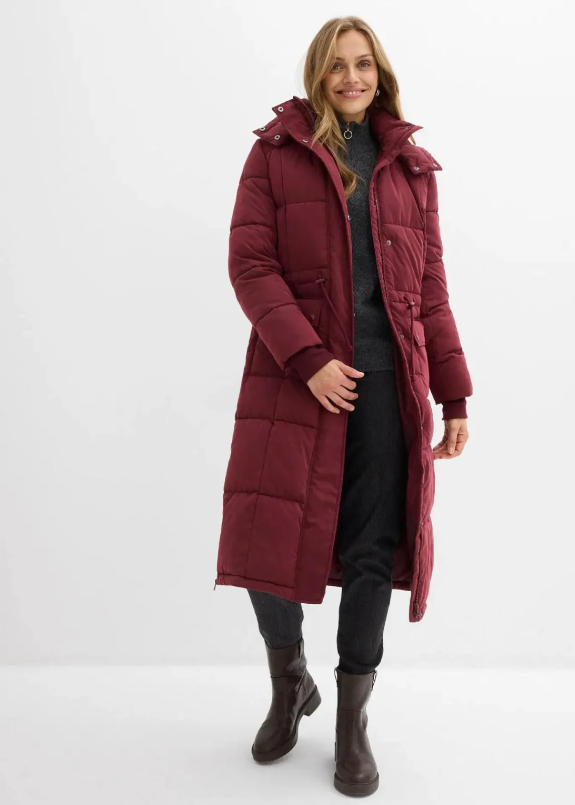 bonprix Jacken & Mäntel|Bekleidung·Hosen^Wintermantel mit seitlichen Reißverschlüssen dunkelbeere
