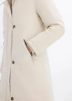 bonprix Jacken & Mäntel|Bekleidung·Hosen^Wintermantel mit Teddyfell in der Kapuze kieselbeige