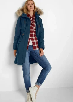 bonprix Bekleidung·Hosen|Jacken & Mäntel^Winterparka mit Fellimitat-Kapuze dunkelblau