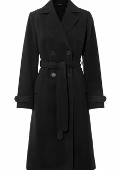 bonprix Bekleidung·Hosen|Jacken & Mäntel^Winter-Trenchcoat in Wolloptik schwarz