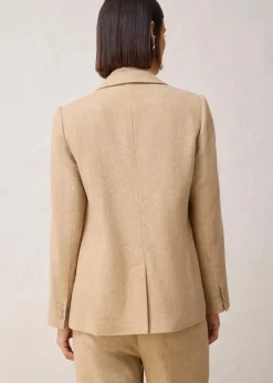bonprix Bekleidung·Basics|Nachhaltigere Materialien^Wollblazer mit Fischgratmuster naturbeige meliert