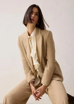 bonprix Bekleidung·Basics|Nachhaltigere Materialien^Wollblazer mit Fischgratmuster naturbeige meliert