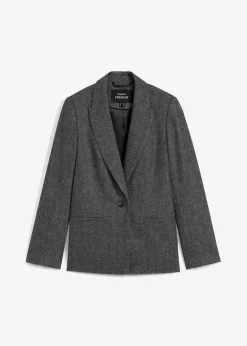 bonprix Bekleidung·Basics|Nachhaltigere Materialien^Wollblazer mit Fischgratmuster mittelgrau meliert