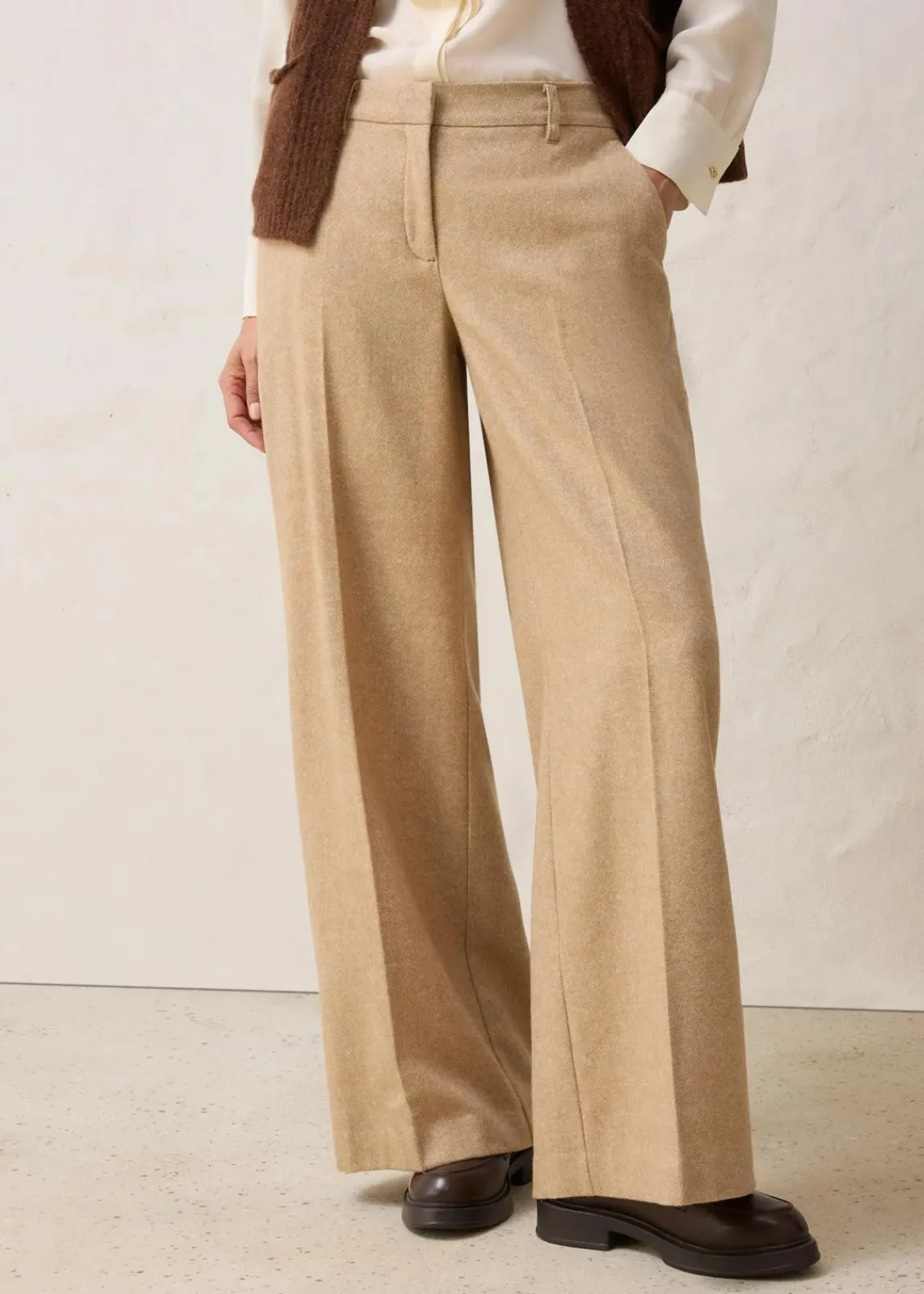 bonprix Bekleidung·Kleider|Hosen^Wollhose mit Fischgratmuster naturbeige meliert