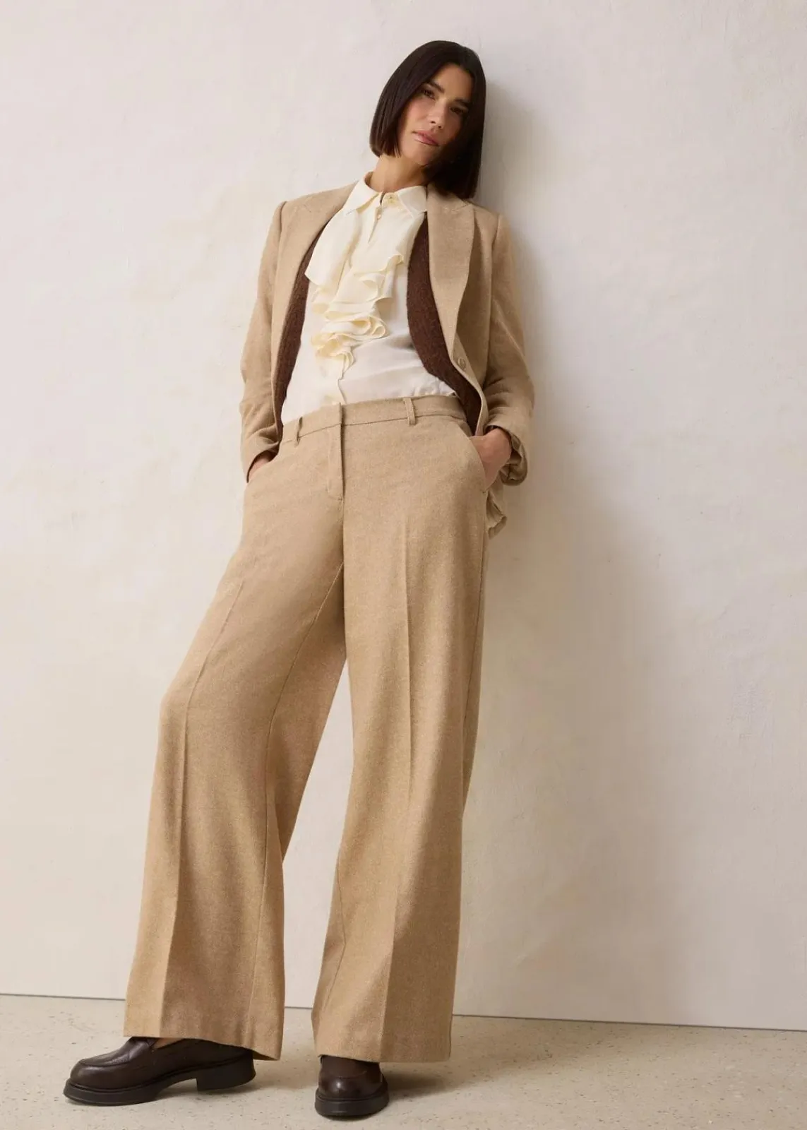 bonprix Bekleidung·Kleider|Hosen^Wollhose mit Fischgratmuster naturbeige meliert