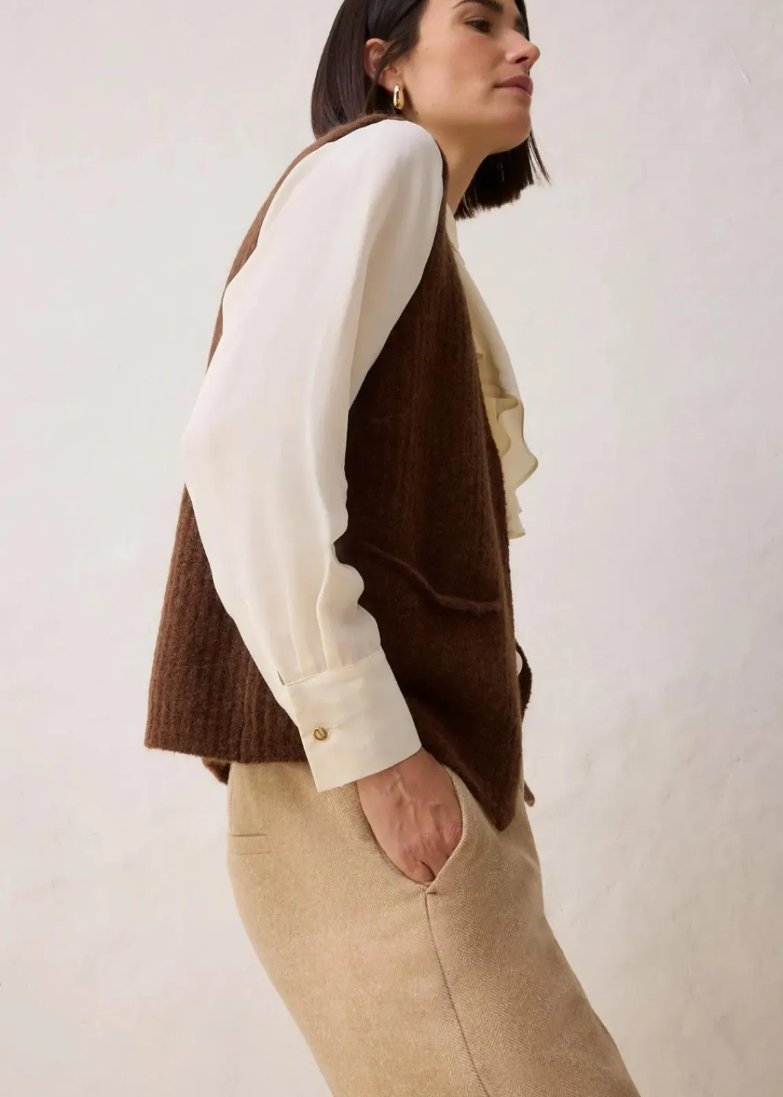 bonprix Bekleidung·Kleider|Hosen^Wollhose mit Fischgratmuster naturbeige meliert