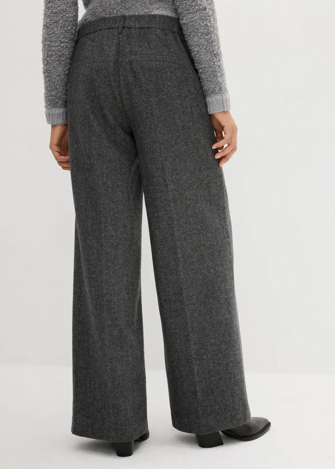 bonprix Bekleidung·Kleider|Hosen^Wollhose mit Fischgratmuster mittelgrau meliert
