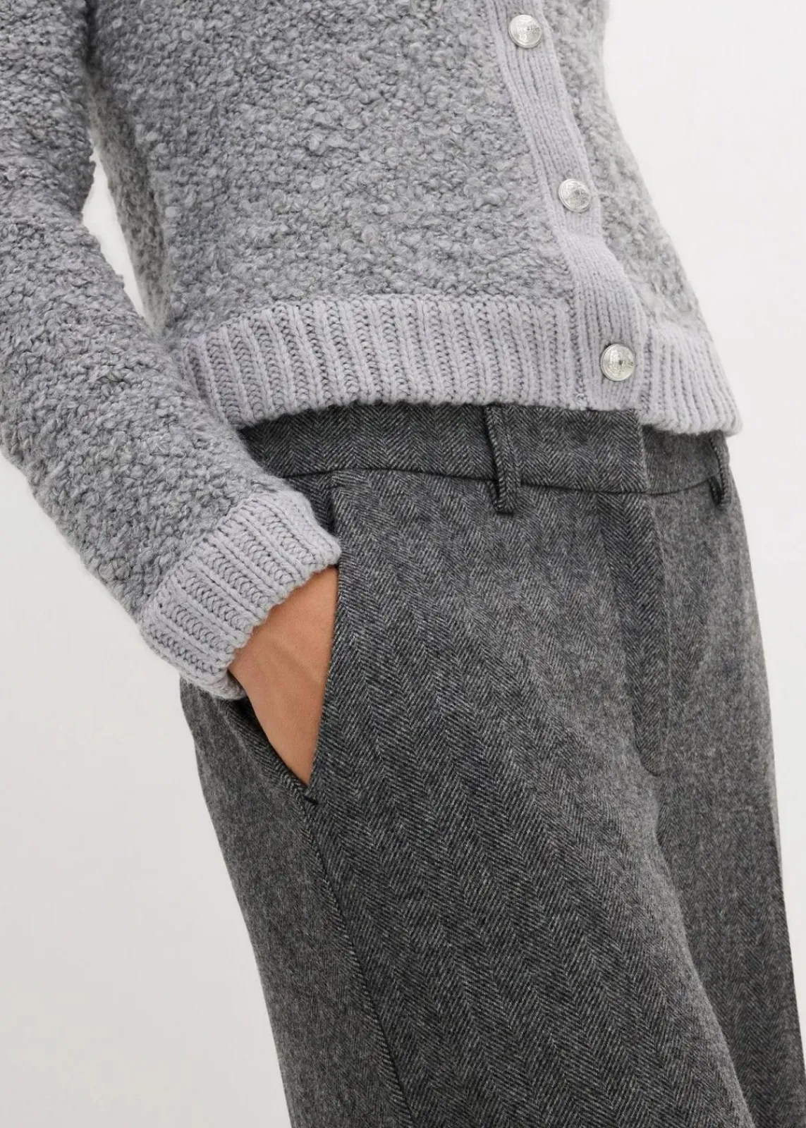 bonprix Bekleidung·Kleider|Hosen^Wollhose mit Fischgratmuster mittelgrau meliert