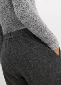 bonprix Bekleidung·Kleider|Hosen^Wollhose mit Fischgratmuster mittelgrau meliert