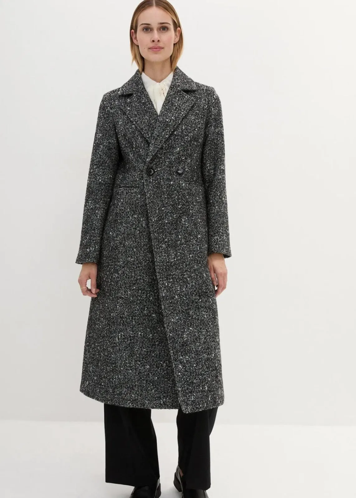 bonprix Bekleidung·Hosen|Jacken & Mäntel^Wollmantel mit Struktur schwarz