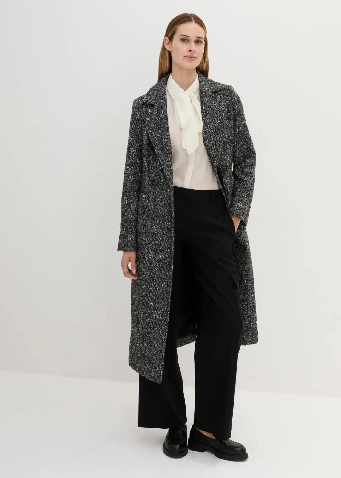 bonprix Bekleidung·Hosen|Jacken & Mäntel^Wollmantel mit Struktur schwarz