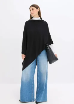 bonprix Pullover & Strickjacken|Strickmode^Wollponcho schwarz