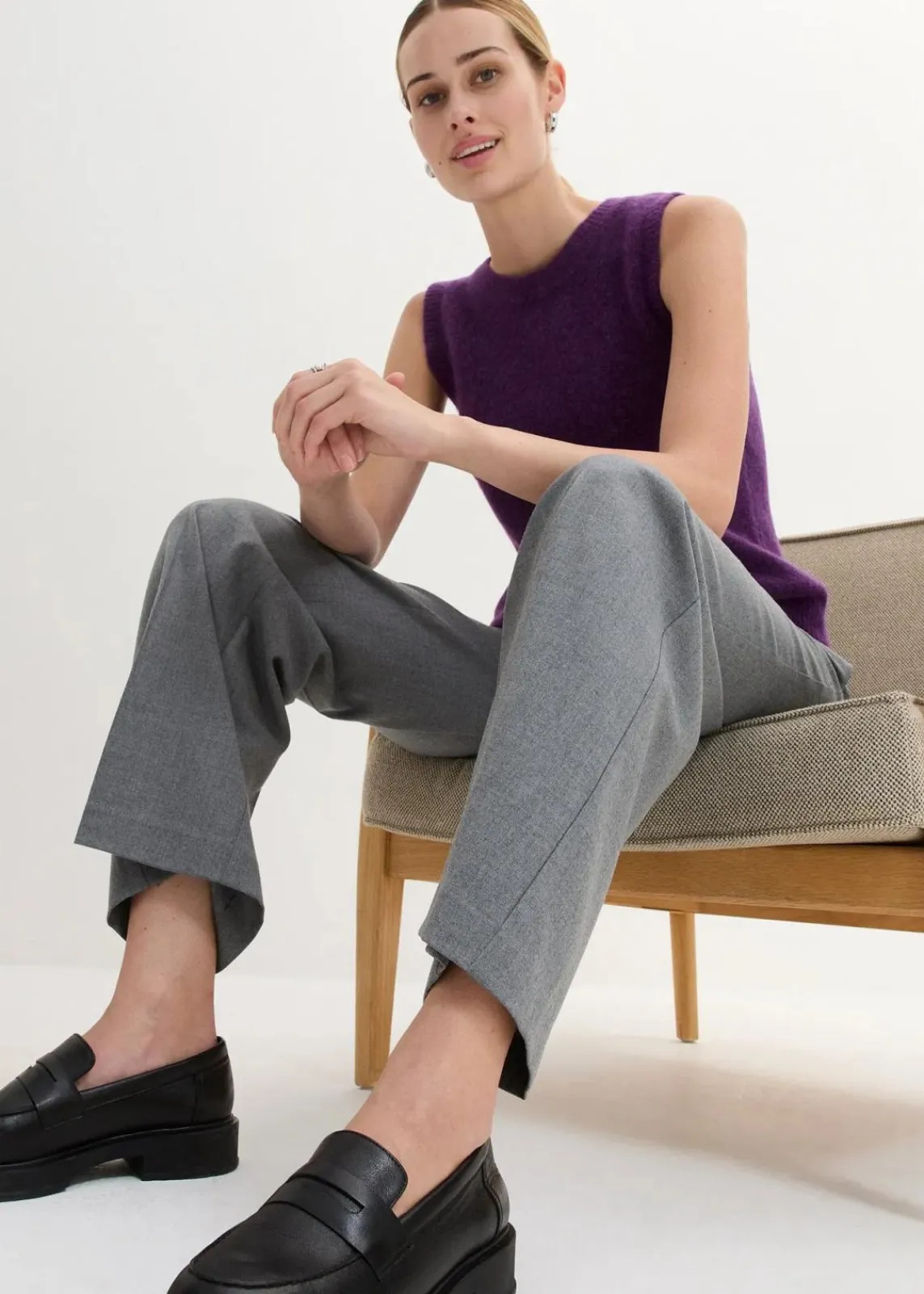 bonprix Bekleidung·Jeans|Premium^Wollpullunder mit Alpaka tieflila